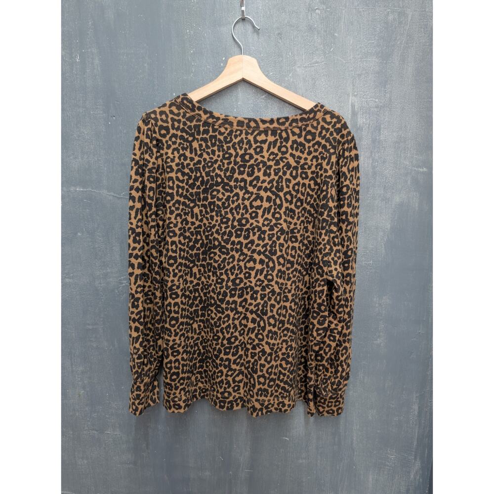 LOFT XXL Leopard Print Heavyweight Cotton Pullover Balloon Puff Sleeve Top - Picture 6 of 8